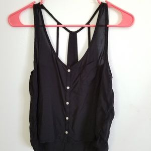 Black Button Up Tank Top